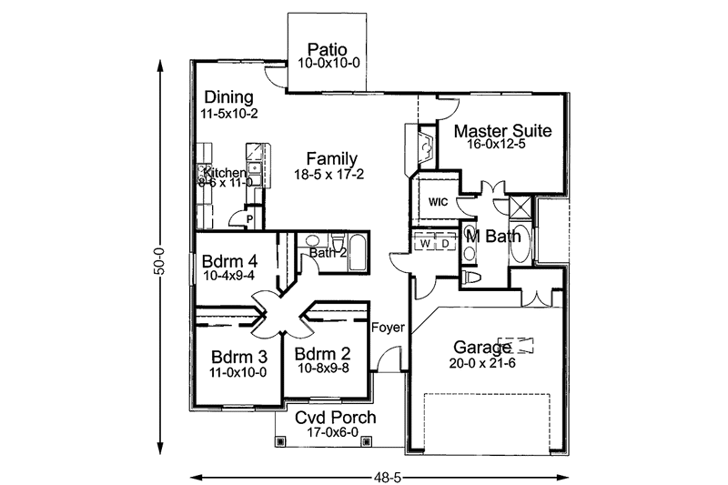 Dream House Plan - Floor Plan - Main Floor for Country House Plan #120-208 - 4 bed, 2 bath