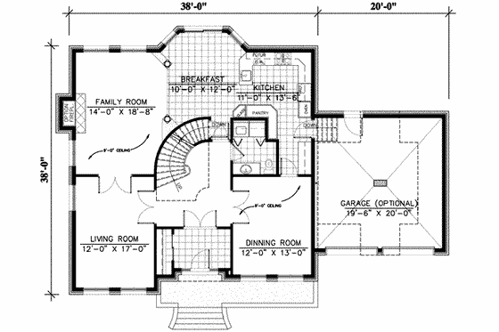 Floor Plan - Main Floor for European House Plan #138-134 - 4 bed, 2.5 bath