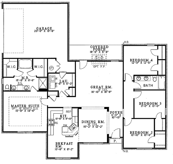 House Plan Design - Ranch Floor Plan - Main Floor Plan #17-3109