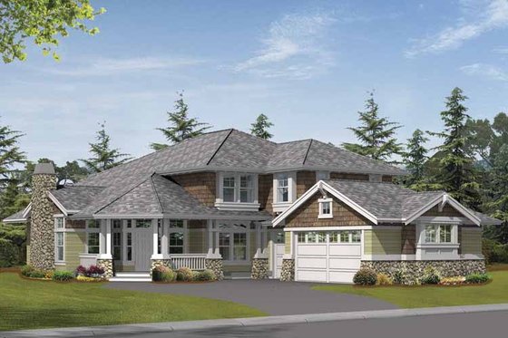 Exterior - Front Elevation 3 for Craftsman House Plan #132-399 - 5 bed, 3.5 bath