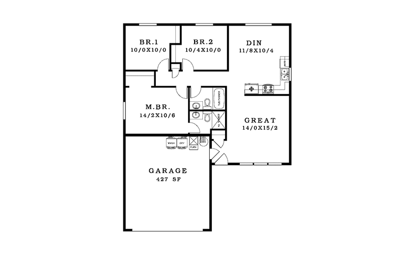 House Design - Floor Plan - Main Floor for Ranch House Plan #943-30 - 3 bed, 2 bath