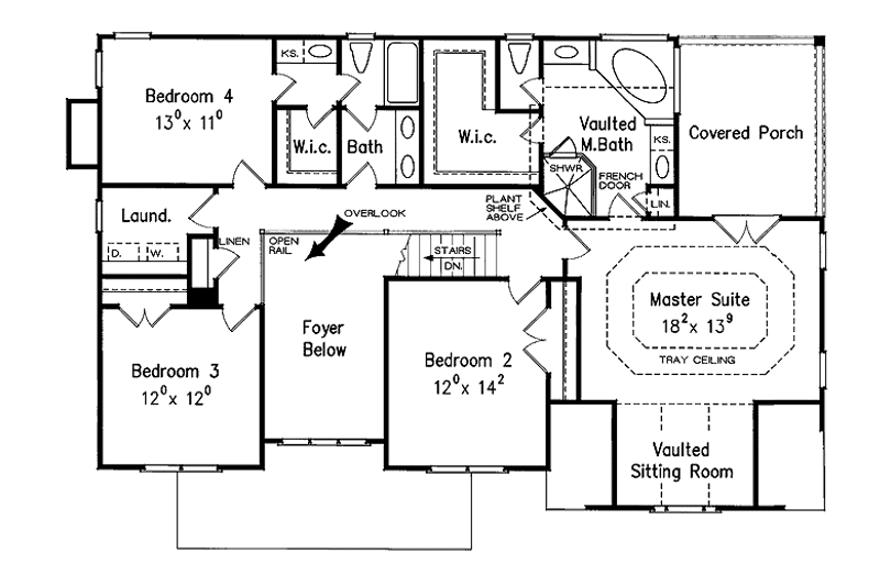 Dream House Plan - Floor Plan - Upper Floor for Craftsman House Plan #927-932 - 4 bed, 2.5 bath