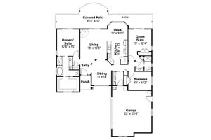 Floor Plan - Main Floor for Mediterranean House Plan #124-1021 - 3 bed, 2 bath