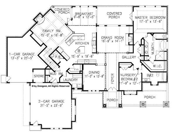 House Plan Design - Craftsman Floor Plan - Main Floor Plan #54-280