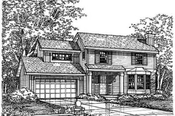 Exterior - Front Elevation 3 for Traditional House Plan #50-152 - 3 bed, 2.5 bath