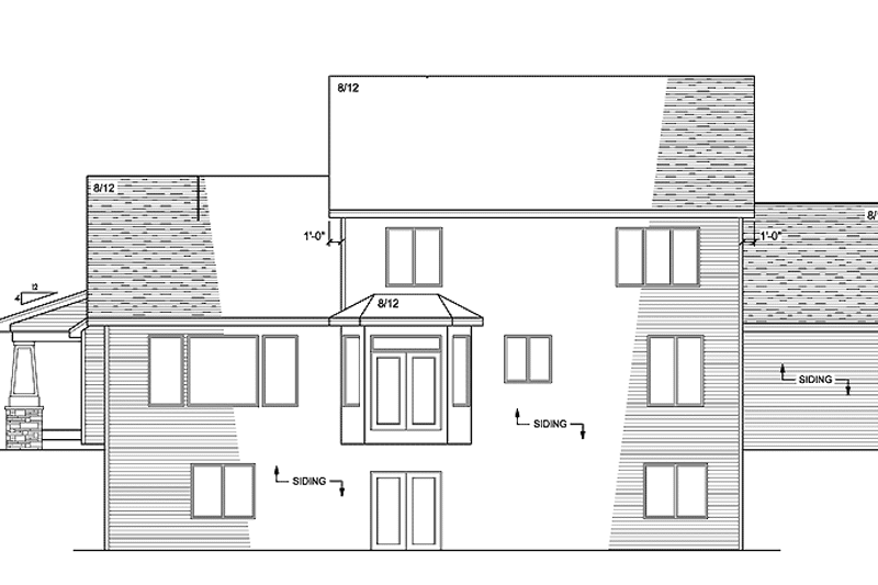 Architectural House Design - Exterior - Rear Elevation for European House Plan #51-641 - 4 bed, 3 bath