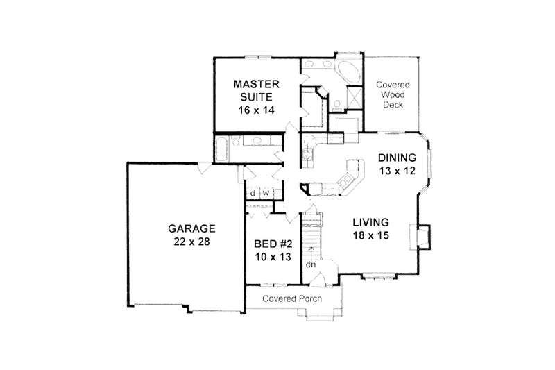Home Plan - Floor Plan - Main Floor for Traditional House Plan #58-211 - 2 bed, 2 bath