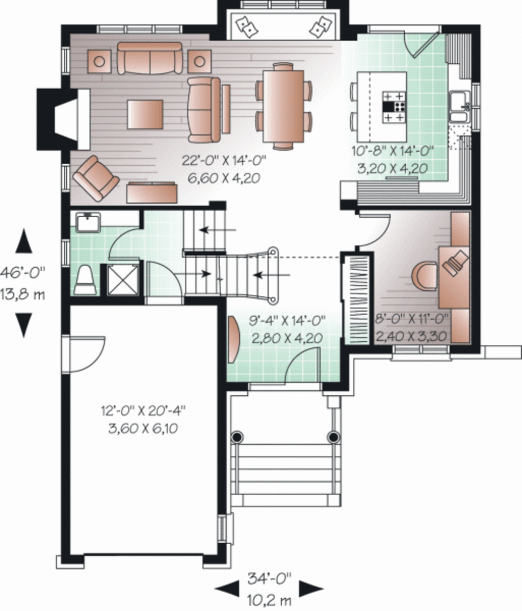 European Style House Plan 3 Beds 2 Baths 1760 Sq/Ft Plan 232234