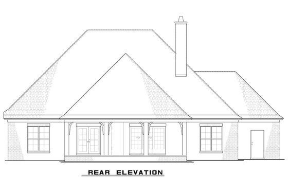 Exterior - Rear Elevation for European House Plan #923-82 - 3 bed, 2 bath