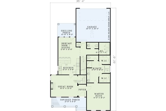 Floor Plan - Main Floor for Colonial House Plan #17-406 - 3 bed, 2.5 bath