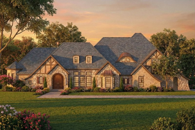 European Style House Plan - 4 Beds 3 Baths 3336 Sq/Ft Plan #80-194 Exterior