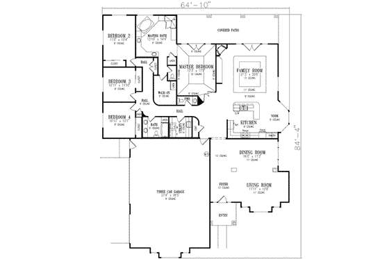 Floor Plan - Main Floor for Traditional House Plan #1-713 - 4 bed, 2.5 bath