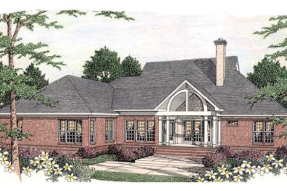 Exterior - Rear Elevation for Southern House Plan #406-296 - 3 bed, 2.5 bath