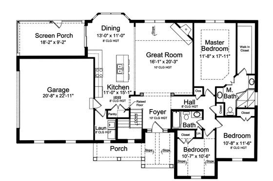 Floor Plan - Main Floor for Traditional House Plan #46-901 - 3 bed, 2 bath