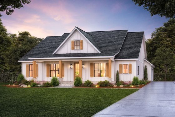 Exterior - Front Elevation 3 for Farmhouse House Plan #1074-59 - 4 bed, 2.5 bath