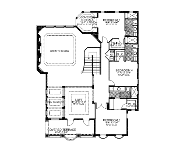 Mediterranean Floor Plan - Upper Floor Plan #420-247