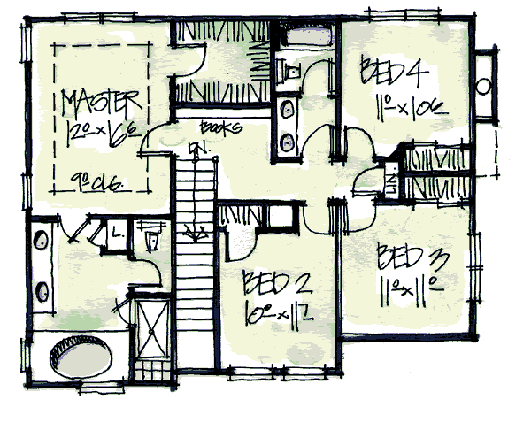 Cottage Floor Plan - Upper Floor Plan #20-2033