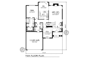 Floor Plan - Main Floor for Traditional House Plan #70-314 - 4 bed, 2.5 bath