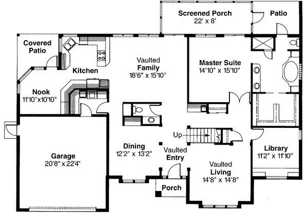 House Plan Design - Mediterranean Floor Plan - Main Floor Plan #124-240