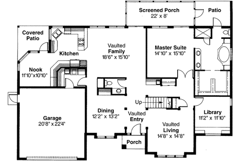 Home Plan - Floor Plan - Main Floor for Mediterranean House Plan #124-240 - 3 bed, 2.5 bath