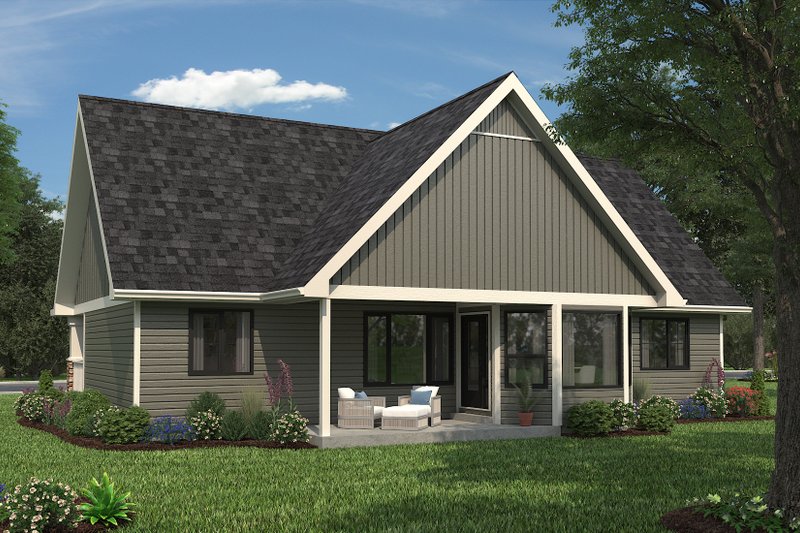 Dream House Plan - Exterior - Rear Elevation 2 for Farmhouse House Plan #18-1054 - 2 bed, 2 bath