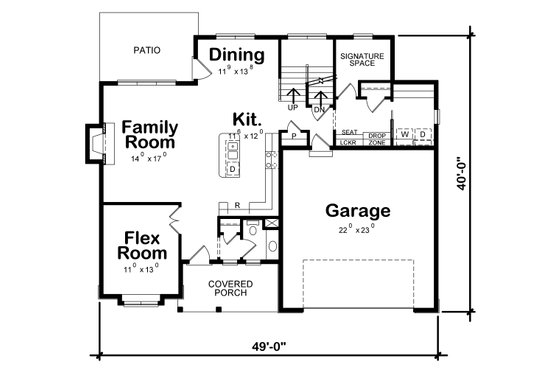 Floor Plan - Main Floor for Traditional House Plan #20-2279 - 4 bed, 3.5 bath