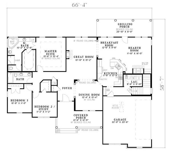 Dream House Plan - Country Floor Plan - Main Floor Plan #17-2478