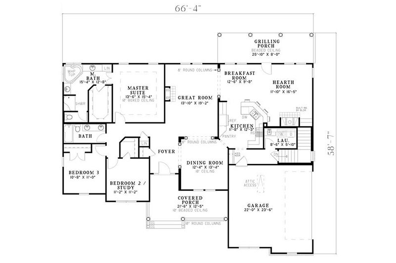 Home Plan - Floor Plan - Main Floor for Country House Plan #17-2478 - 3 bed, 2 bath