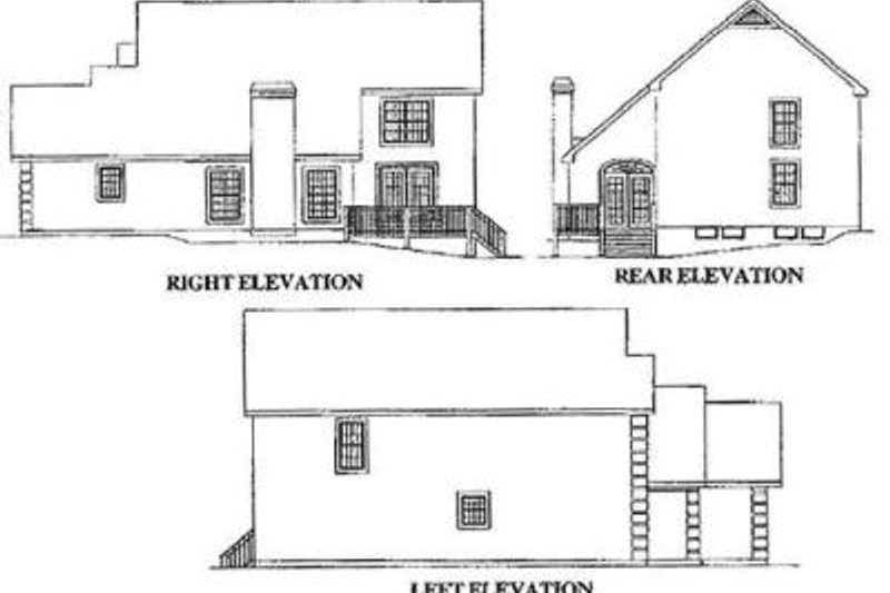 Home Plan - Exterior - Rear Elevation for European House Plan #57-134 - 4 bed, 3.5 bath