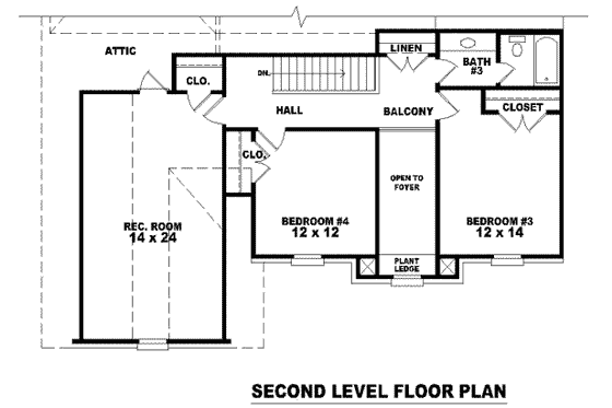 Floor Plan - Upper Floor for European House Plan #81-973 - 3 bed, 3 bath