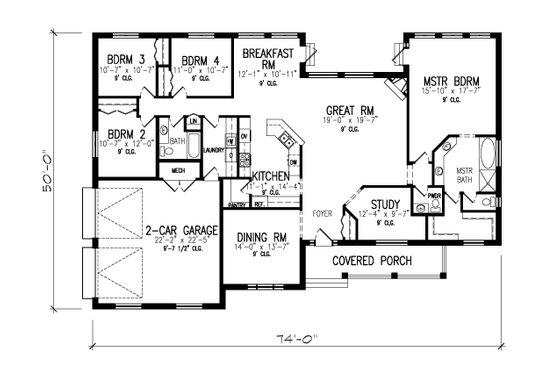 Floor Plan - Main Floor for Country House Plan #427-14 - 4 bed, 2.5 bath