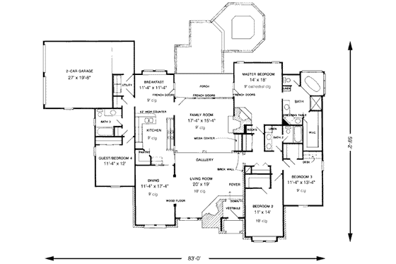 Floor Plan - Main Floor for European House Plan #410-269 - 4 bed, 3 bath