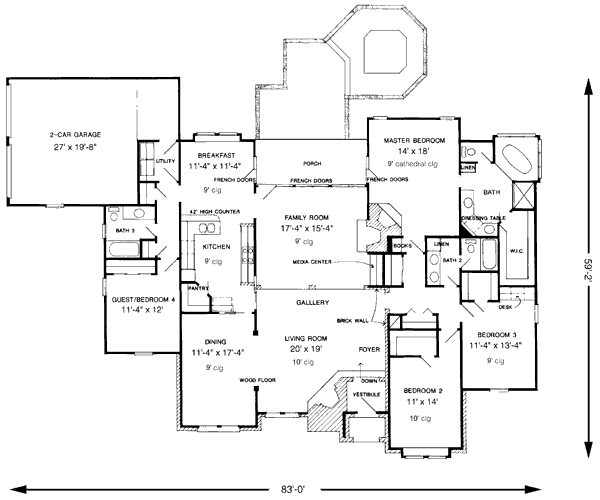 House Plan Design - European Floor Plan - Main Floor Plan #410-269