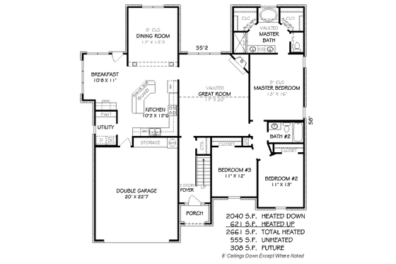 Floor Plan - Main Floor for Traditional House Plan #424-79 - 5 bed, 3 bath