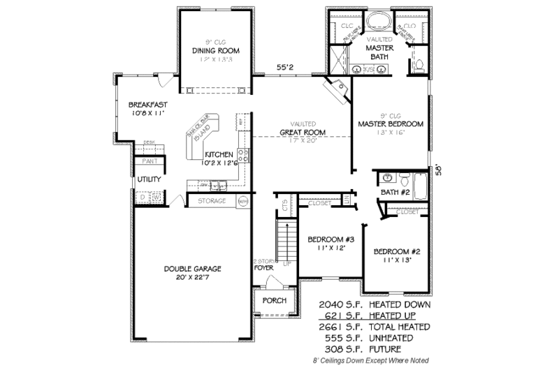 Traditional Style House Plan - 5 Beds 3 Baths 2661 Sq/Ft Plan #424-79 ...