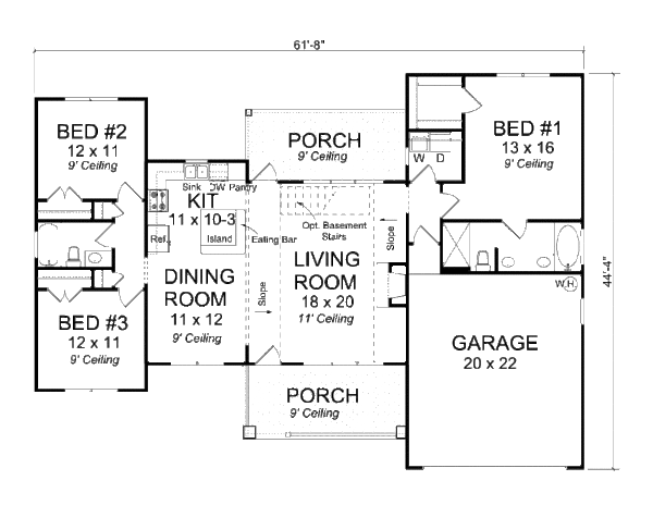 House Plan Design - Traditional Floor Plan - Main Floor Plan #513-17