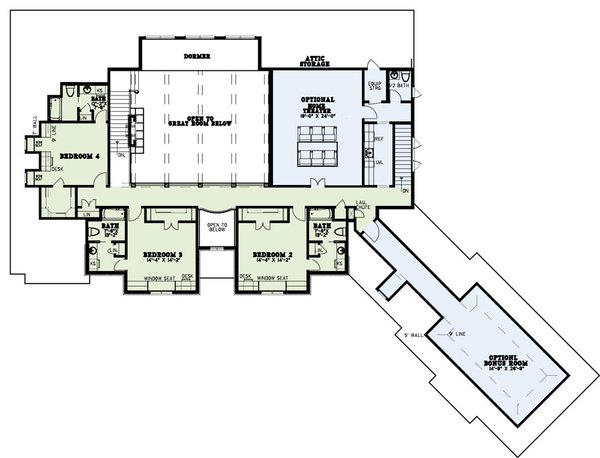House Blueprint - European Floor Plan - Upper Floor Plan #17-2437