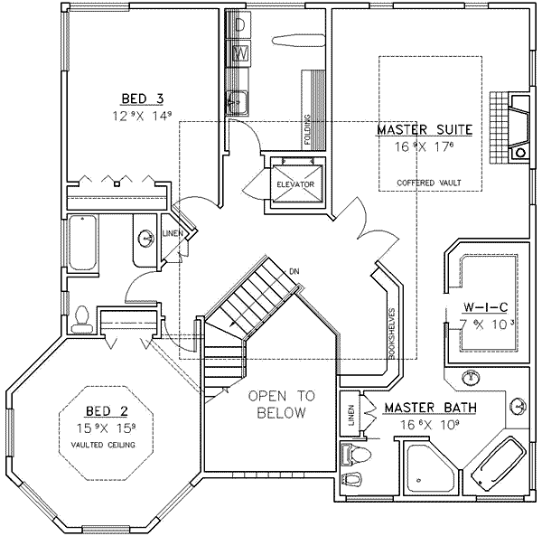 House Blueprint - European Floor Plan - Upper Floor Plan #117-185
