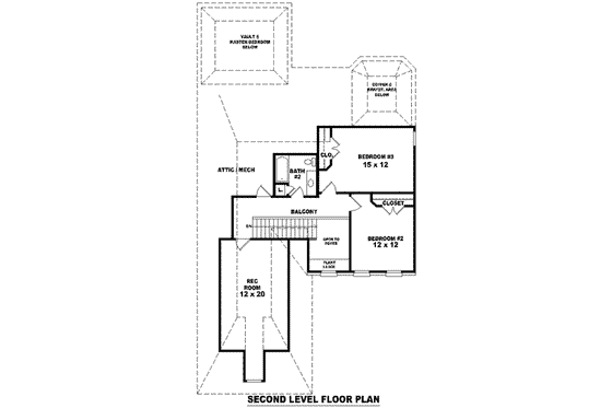 Floor Plan - Upper Floor for European House Plan #81-823 - 3 bed, 2.5 bath
