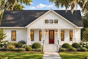 House Design - Exterior - Front Elevation for Cottage House Plan #44-322 - 3 bed, 2 bath