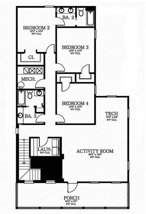 Southern Floor Plan - Upper Floor Plan #1058-75