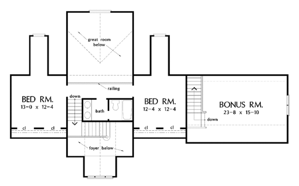 House Blueprint - Traditional Floor Plan - Upper Floor Plan #929-453