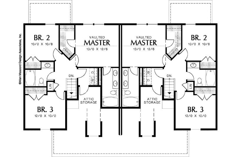 Architectural House Design - Floor Plan - Upper Floor for Colonial House Plan #48-817 - 3 bed, 2.5 bath