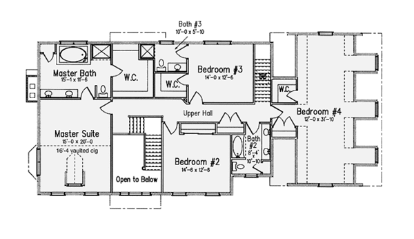 Architectural House Design - Classical Floor Plan - Upper Floor Plan #994-3