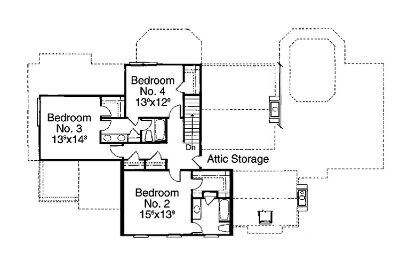 Home Plan - Floor Plan - Upper Floor for Classical House Plan #429-190 - 4 bed, 3.5 bath