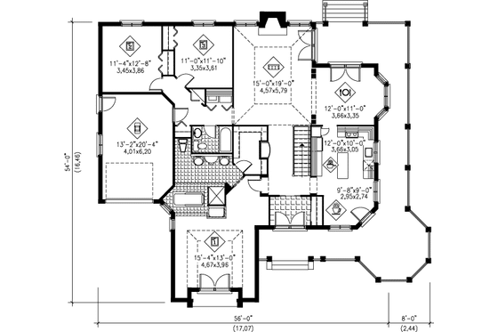 Floor Plan - Main Floor for European House Plan #25-1101 - 3 bed, 2 bath