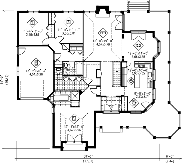 European Floor Plan - Main Floor Plan #25-1101