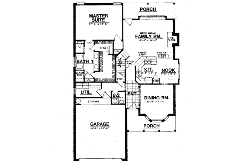 Home Plan - Floor Plan - Main Floor for Traditional House Plan #40-268 - 3 bed, 2.5 bath
