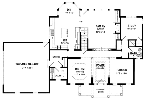 Home Plan - Colonial Floor Plan - Main Floor Plan #316-232