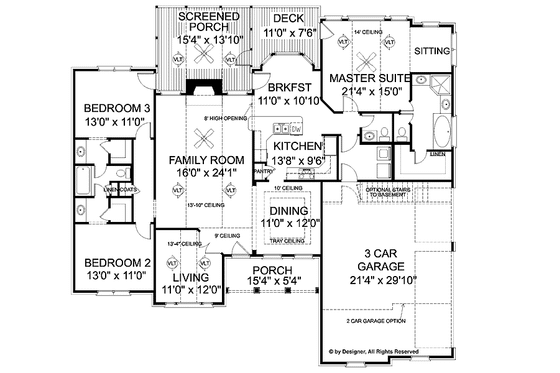 Floor Plan - Main Floor for Craftsman House Plan #56-682 - 3 bed, 2.5 bath